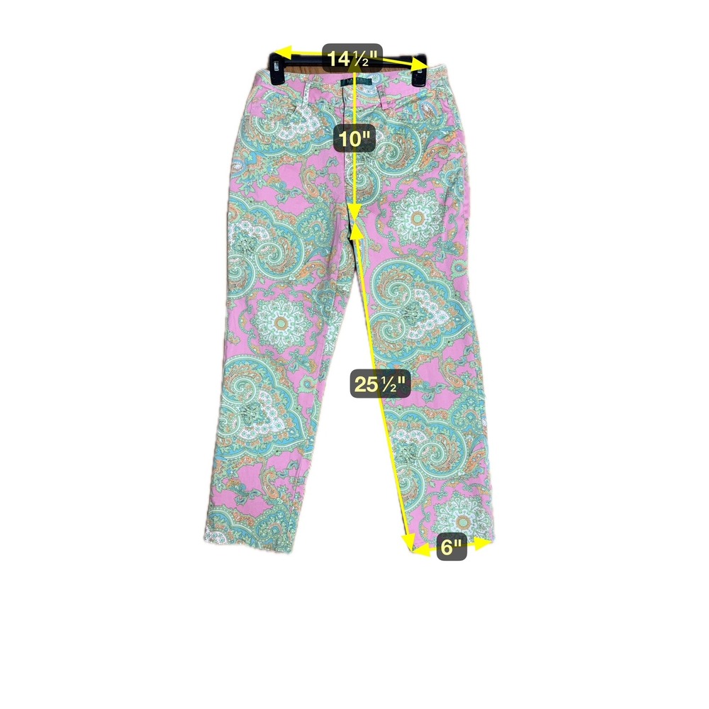Vintage Y2K Ralph Lauren Paisley Pants Size 6P Hampton Style Preppy Coastal Chic - Picture 4 of 4